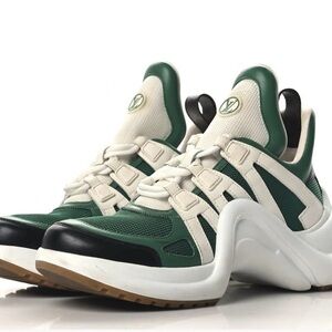 Louis Vuitton Calfskin Technical Nylon LV Archlight Sneakers 39 Green